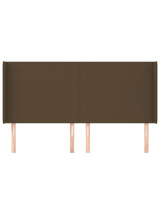 Čelo postele typu ušák tmavě hnědé 203x16x118/128 cm textil