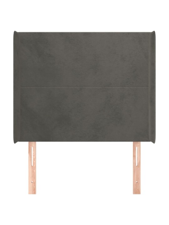 Čelo postele typu ušák tmavě šedé 83x16x118/128 cm samet