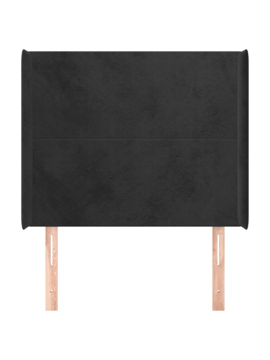 Čelo postele typu ušák černé 83x16x118/128 cm samet