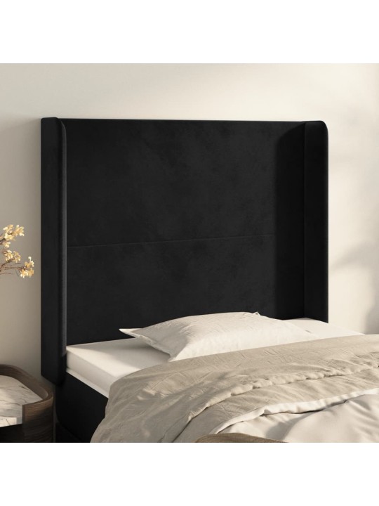 Čelo postele typu ušák černé 83x16x118/128 cm samet
