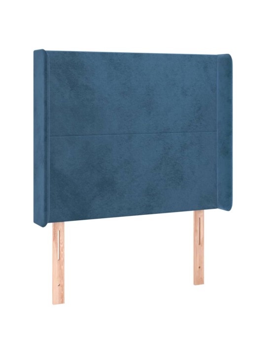Čelo postele typu ušák tmavě modrá 83x16x118/128 cm samet