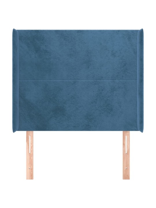 Čelo postele typu ušák tmavě modrá 83x16x118/128 cm samet