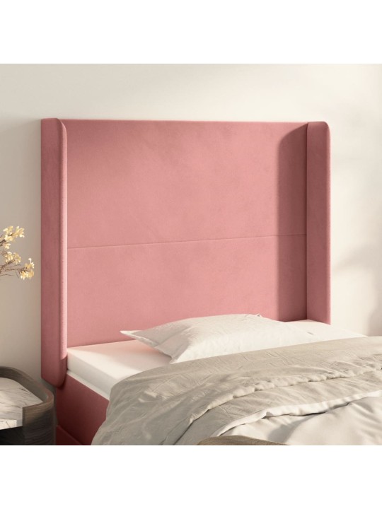 Čelo postele typu ušák růžové 83x16x118/128 cm samet