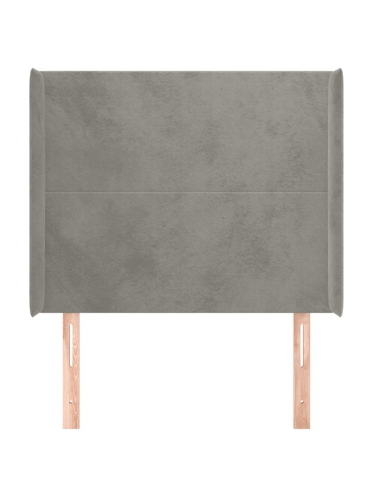 Čelo postele typu ušák světle šedé 93x16x118/128 cm samet