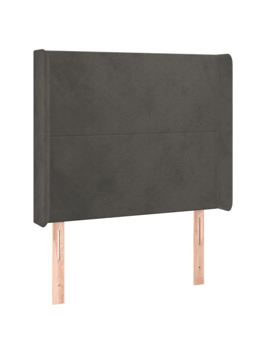 Čelo postele typu ušák tmavě šedé 93x16x118/128 cm samet