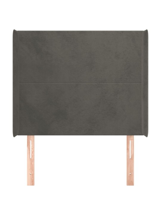 Čelo postele typu ušák tmavě šedé 93x16x118/128 cm samet