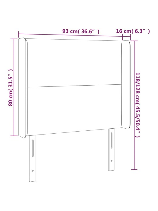Čelo postele typu ušák tmavě šedé 93x16x118/128 cm samet