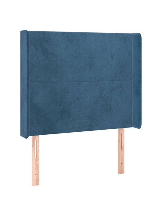 Čelo postele typu ušák tmavě modrá 93x16x118/128 cm samet