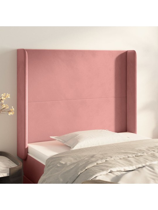 Čelo postele typu ušák růžové 93x16x118/128 cm samet