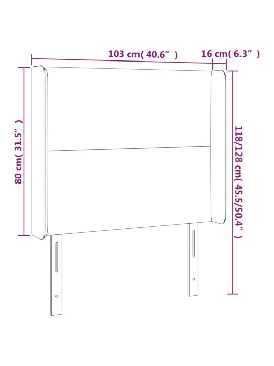Čelo postele typu ušák tmavě šedé 103x16x118/128 cm samet