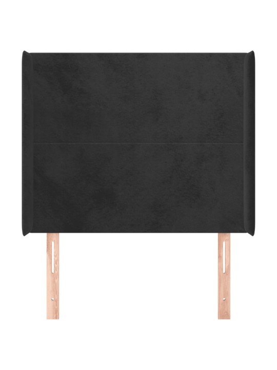 Čelo postele typu ušák černé 103x16x118/128 cm samet