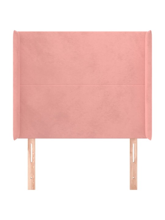 Čelo postele typu ušák růžové 103x16x118/128 cm samet