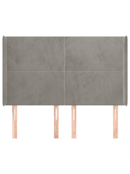 Čelo postele typu ušák světle šedé 147x16x118/128 cm samet