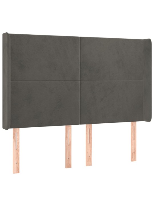 Čelo postele typu ušák tmavě šedé 147x16x118/128 cm samet
