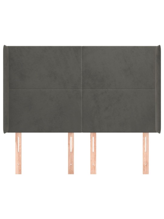 Čelo postele typu ušák tmavě šedé 147x16x118/128 cm samet