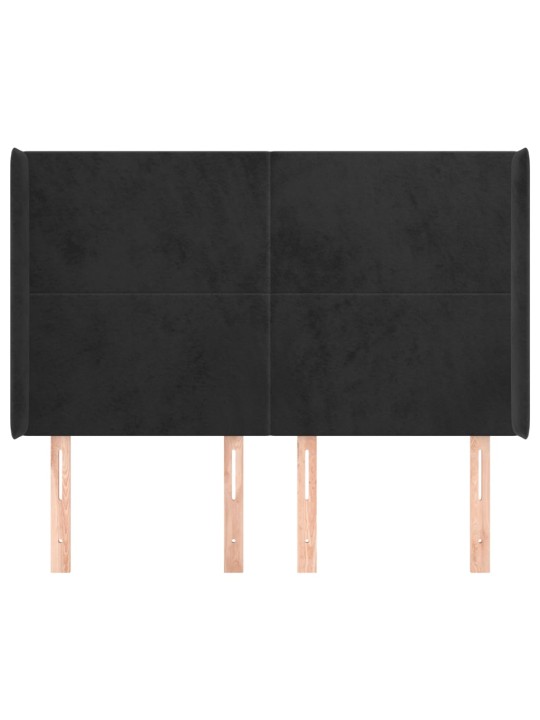 Čelo postele typu ušák černé 147x16x118/128 cm samet