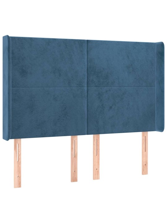Čelo postele typu ušák tmavě modrá 147x16x118/128 cm samet