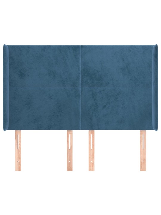 Čelo postele typu ušák tmavě modrá 147x16x118/128 cm samet