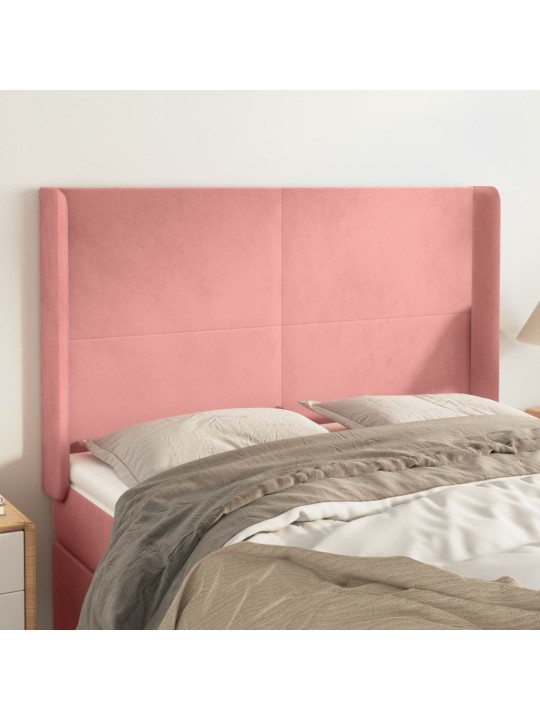 Čelo postele typu ušák růžové 147x16x118/128 cm samet