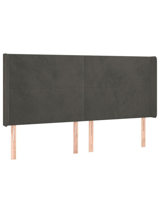 Čelo postele typu ušák tmavě šedé 163x16x118/128 cm samet