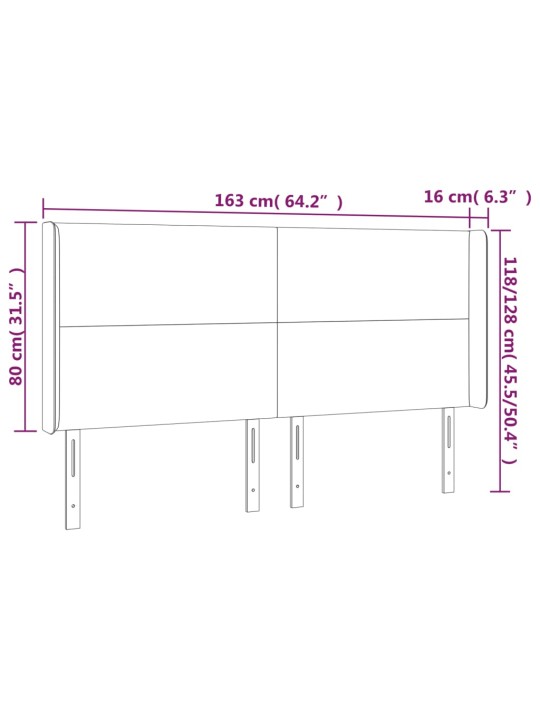 Čelo postele typu ušák tmavě modrá 163x16x118/128 cm samet