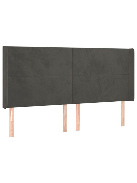Čelo postele typu ušák tmavě šedé 183x16x118/128 cm samet
