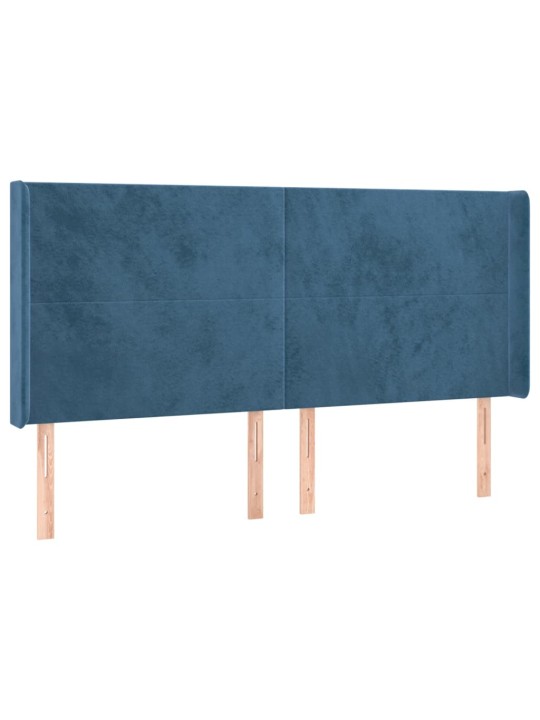 Čelo postele typu ušák tmavě modrá 183x16x118/128 cm samet