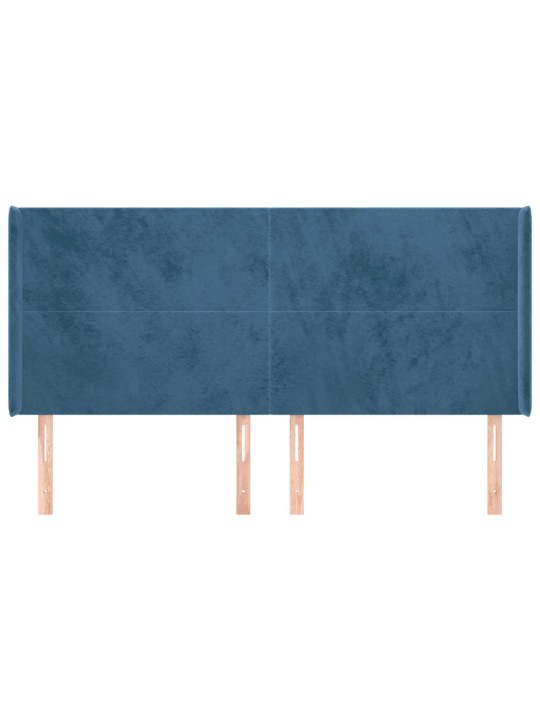 Čelo postele typu ušák tmavě modrá 183x16x118/128 cm samet