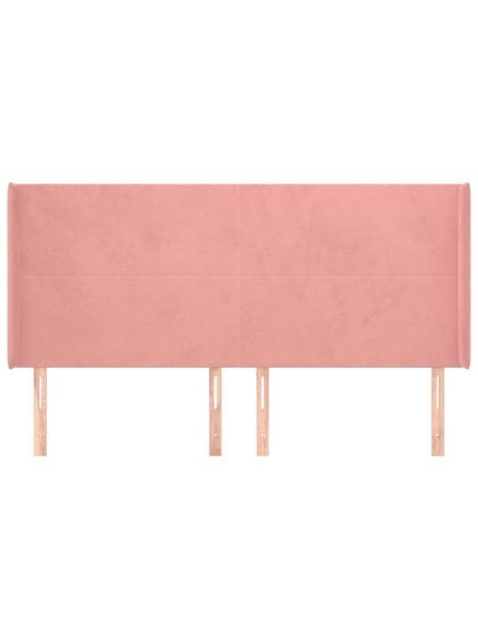 Čelo postele typu ušák růžové 183x16x118/128 cm samet