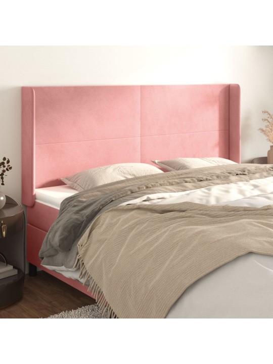 Čelo postele typu ušák růžové 183x16x118/128 cm samet