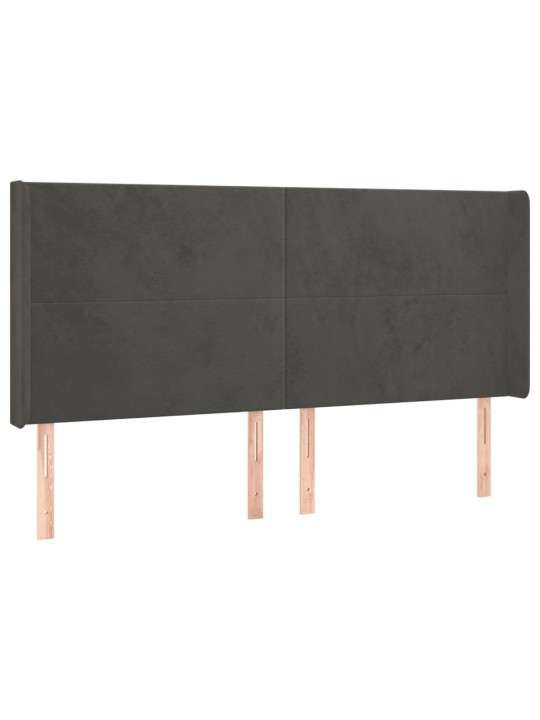 Čelo postele typu ušák tmavě šedé 203x16x118/128 cm samet