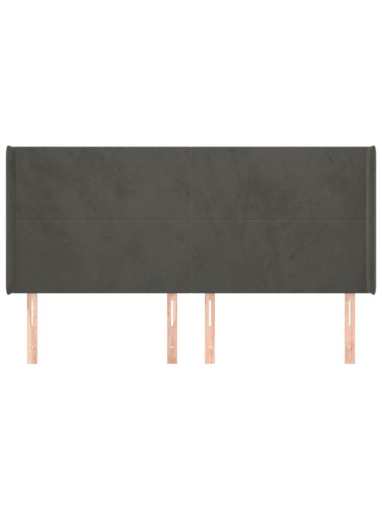 Čelo postele typu ušák tmavě šedé 203x16x118/128 cm samet