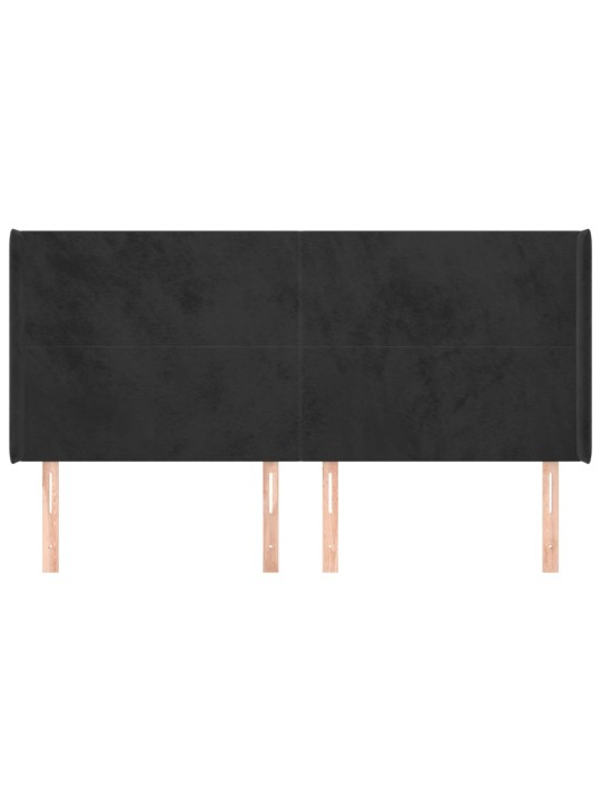 Čelo postele typu ušák černé 203x16x118/128 cm samet