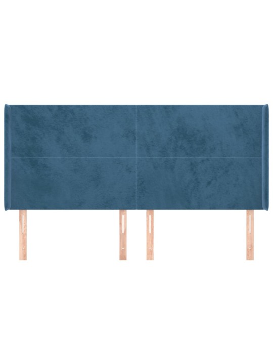 Čelo postele typu ušák tmavě modrá 203x16x118/128 cm samet