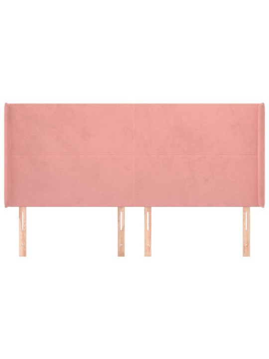 Čelo postele typu ušák růžové 203x16x118/128 cm samet
