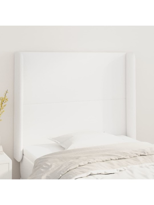 Čelo postele typu ušák bílé 83x16x118/128 cm umělá kůže