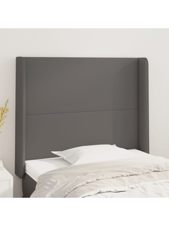 Čelo postele typu ušák šedé 83x16x118/128 cm umělá kůže