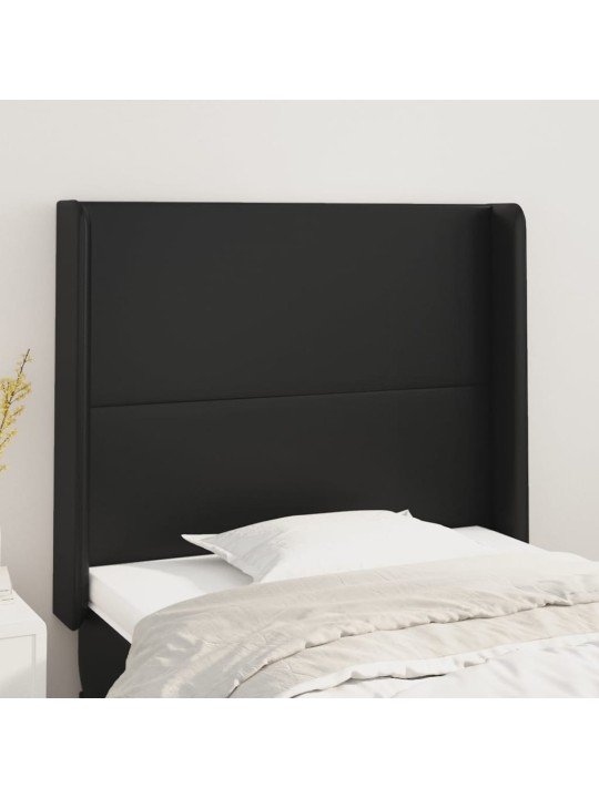 Čelo postele typu ušák černé 93x16x118/128 cm umělá kůže