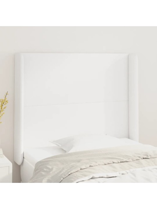 Čelo postele typu ušák bílé 103x16x118/128 cm umělá kůže
