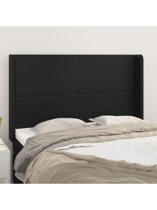 Čelo postele typu ušák černé 147x16x118/128 cm umělá kůže