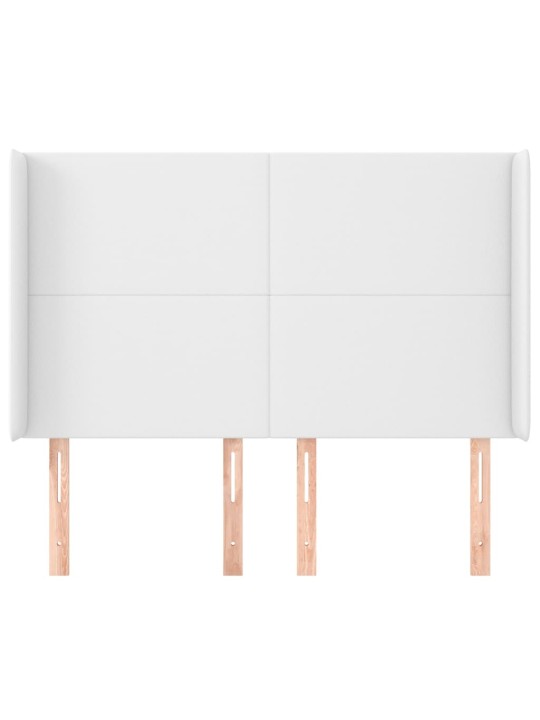 Čelo postele typu ušák bílé 147x16x118/128 cm umělá kůže
