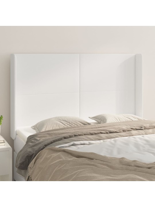 Čelo postele typu ušák bílé 147x16x118/128 cm umělá kůže