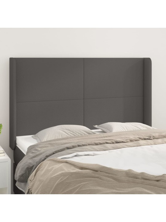 Čelo postele typu ušák šedé 147x16x118/128 cm umělá kůže