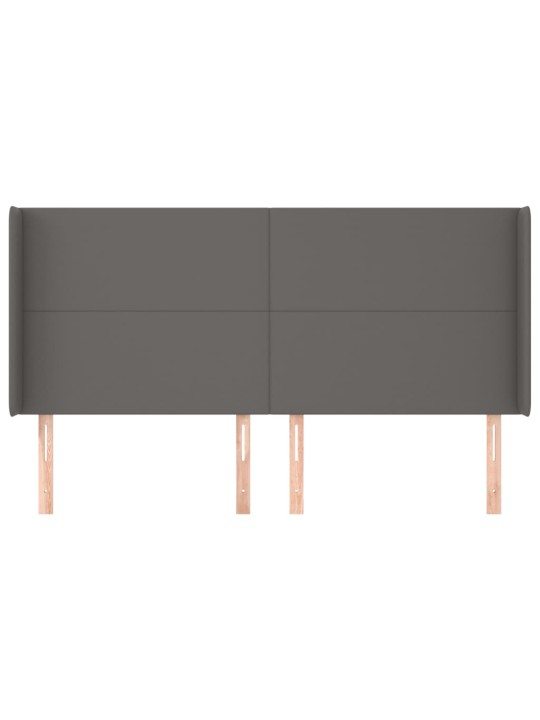 Čelo postele typu ušák šedé 163x16x118/128 cm umělá kůže