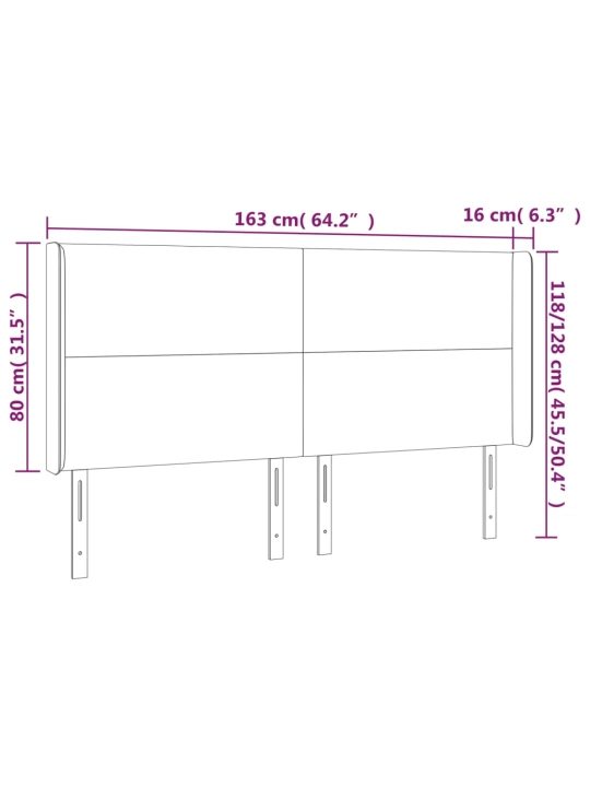 Čelo postele typu ušák cappuccino 163x16x118/128 cm umělá kůže
