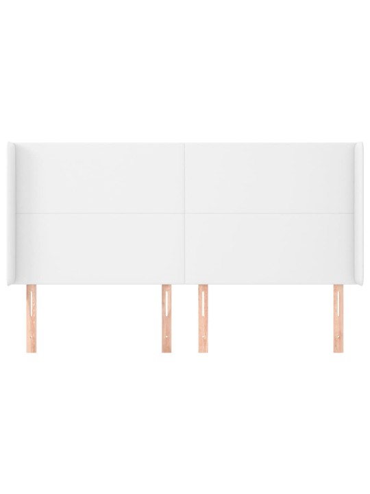 Čelo postele typu ušák bílé 183x16x118/128 cm umělá kůže
