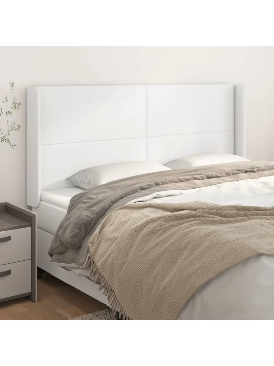 Čelo postele typu ušák bílé 183x16x118/128 cm umělá kůže