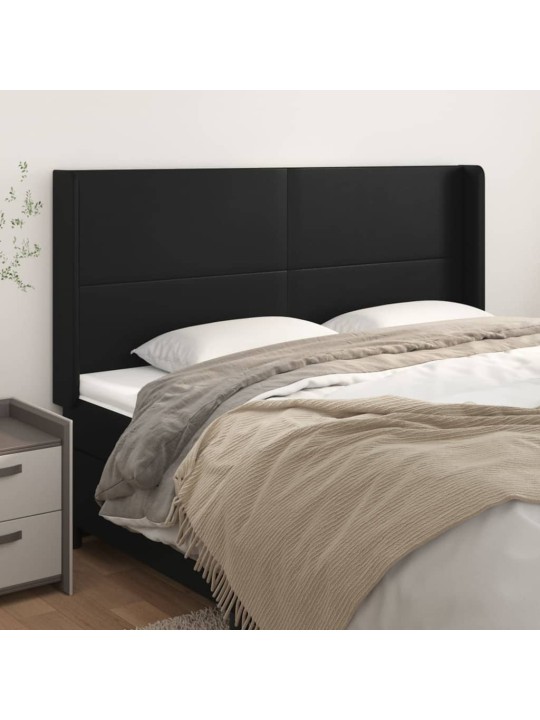Čelo postele typu ušák černé 203x16x118/128 cm umělá kůže