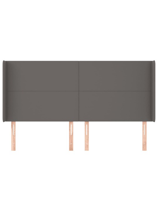 Čelo postele typu ušák šedé 203x16x118/128 cm umělá kůže