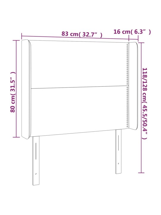 Čelo postele typu ušák světle šedé 83x16x118/128 cm textil